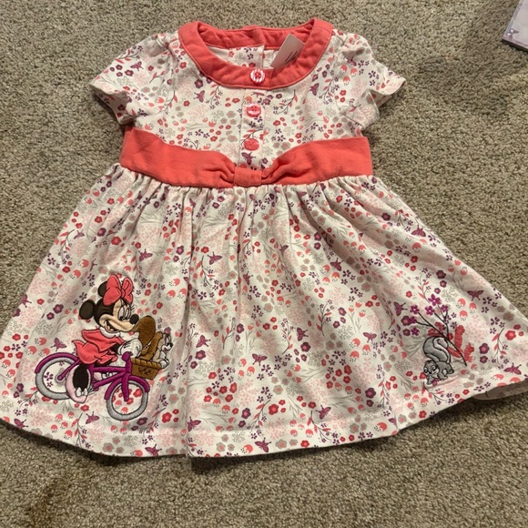 Disney Minnie Mouse Pink Floral Kids Dress size 9/12 months - Picture 1 of 5